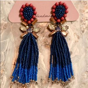 NWT Anthropologie Deepa Crystal Beaded Fringe Earrings